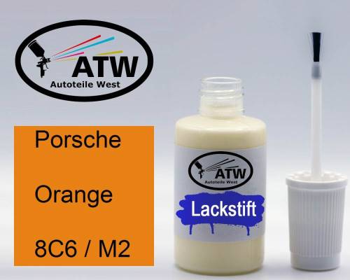 Porsche, Orange, 8C6 / M2: 20ml Lackstift, von ATW Autoteile West.
